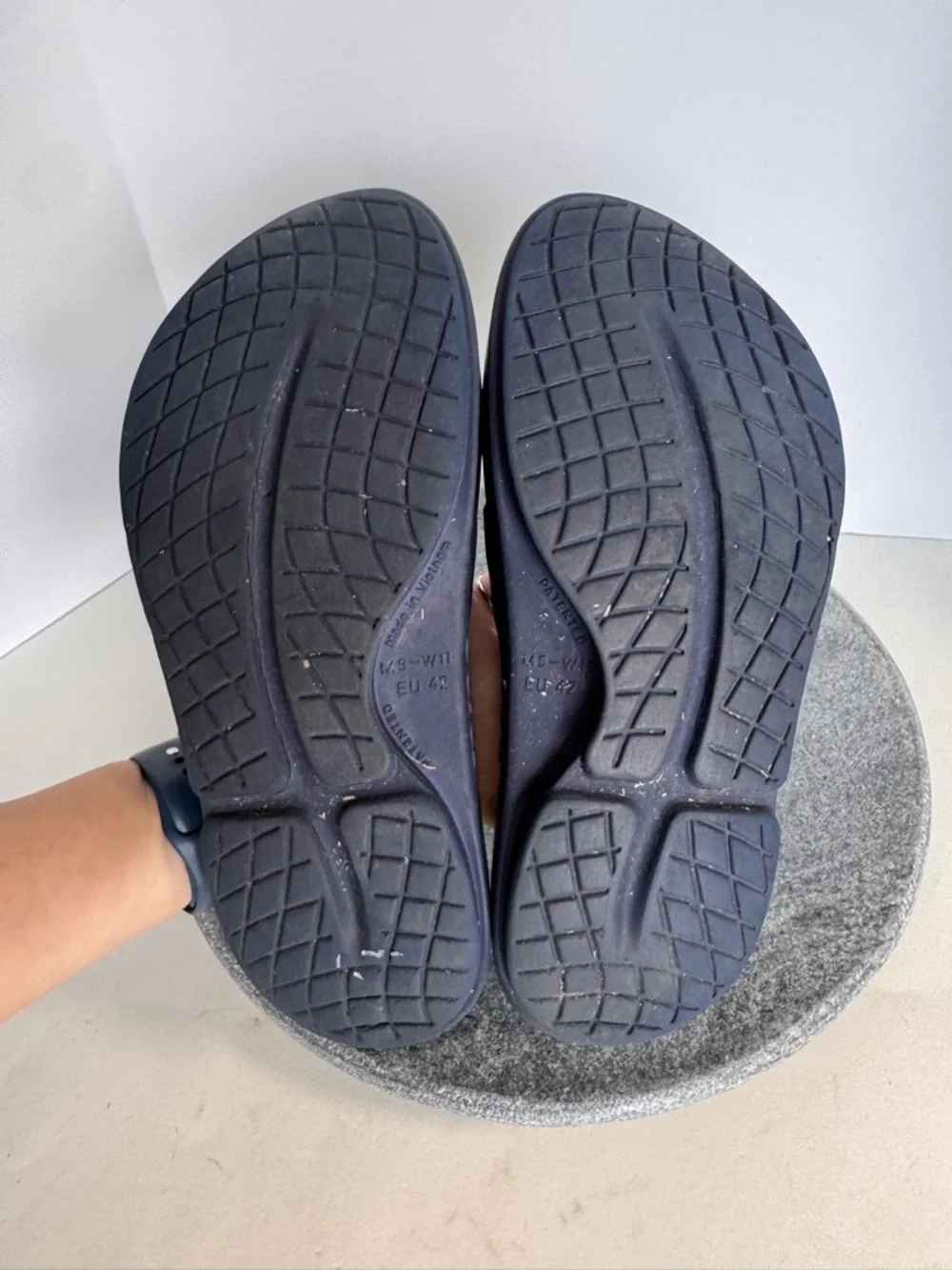 Oofos Ooaahh Navy Blue Rubber Slides Sandals Shoes 42